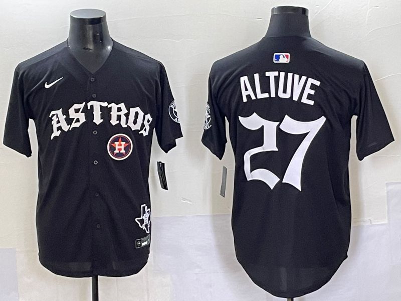 Men 2025 Houston Astros #27 Altuve Black Seven generations Joint Name Nike MLB Jersey style 12->houston astros->MLB Jersey